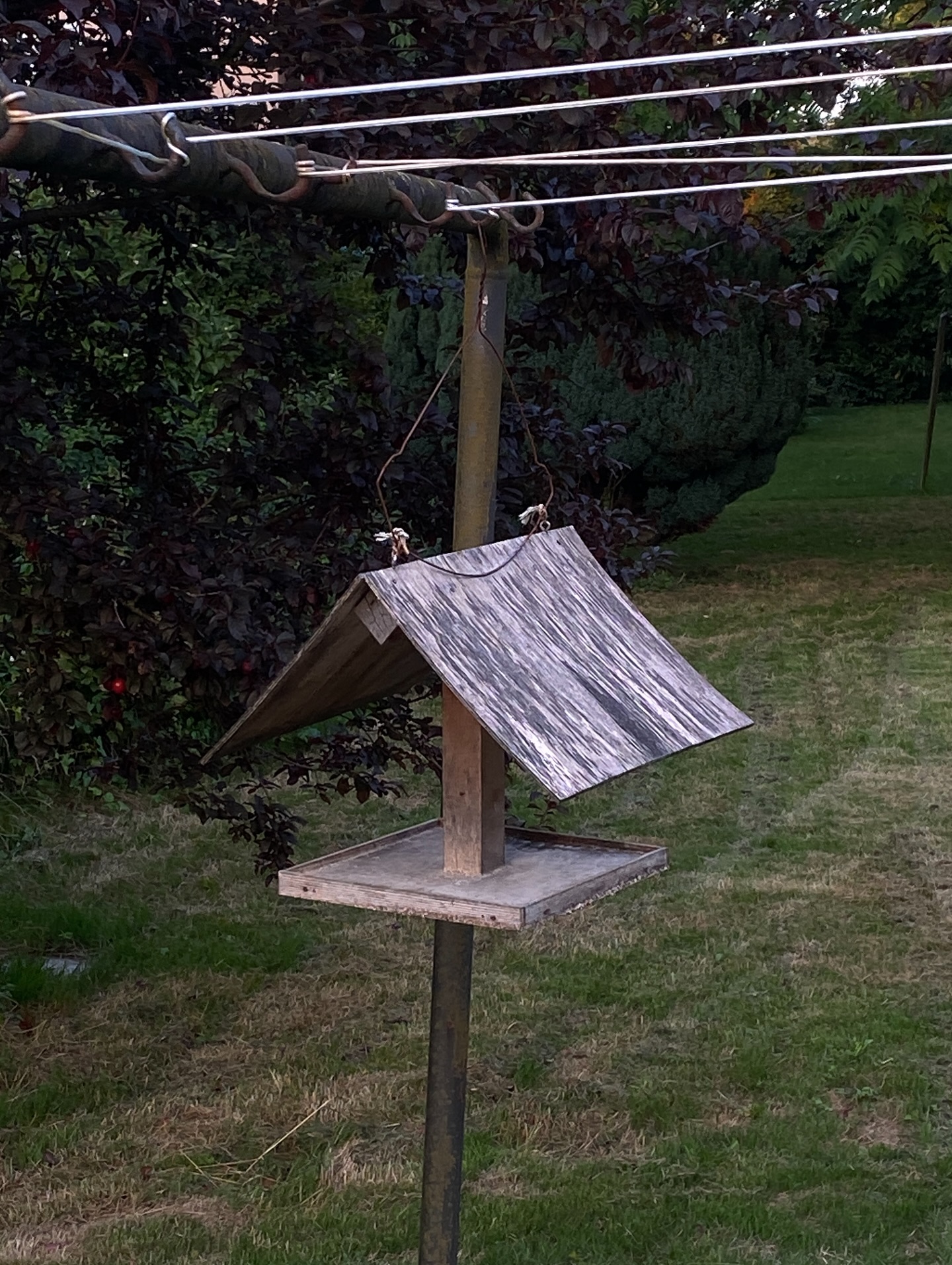 old primitive bird house in swiss garden