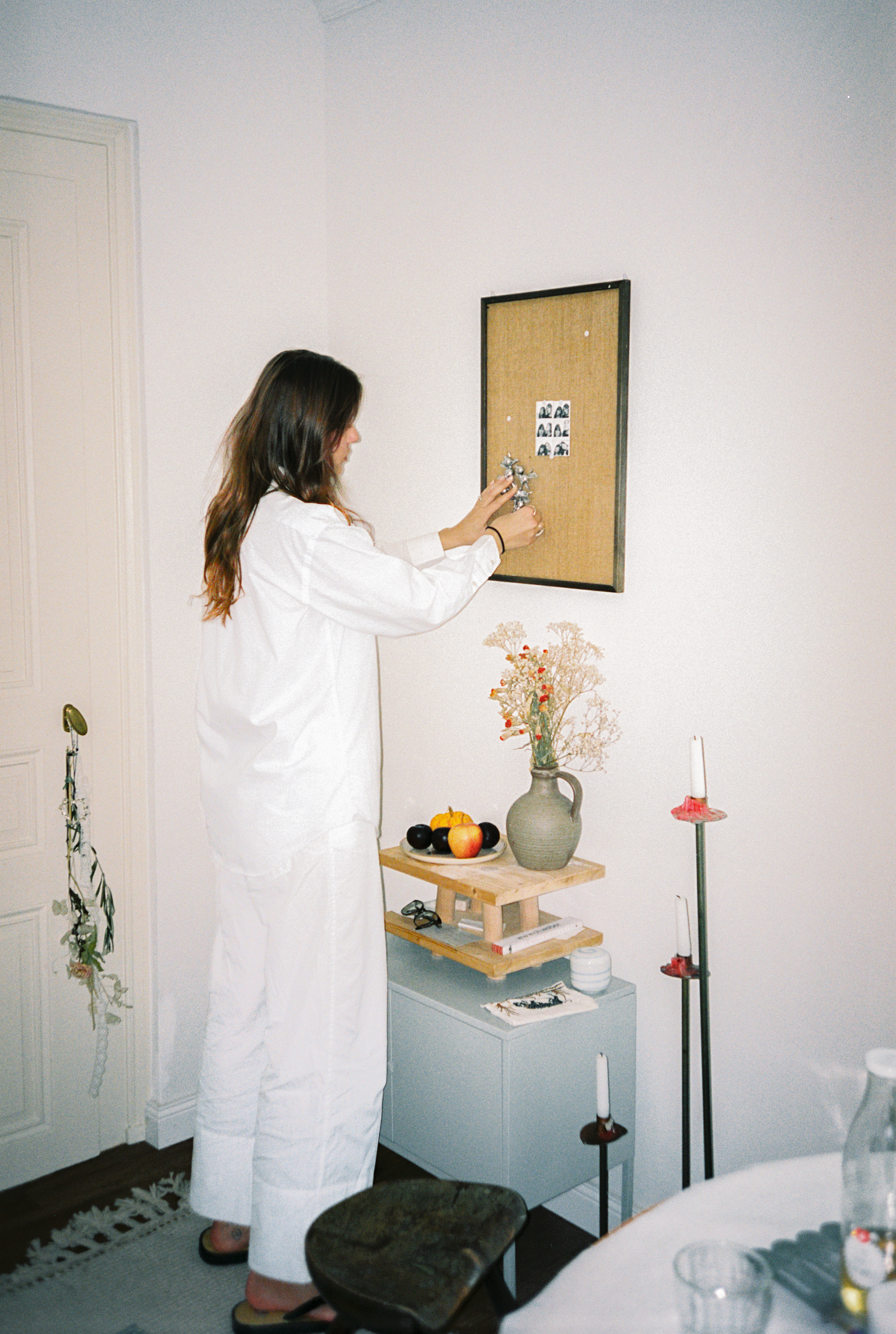 Young woman looking at picture